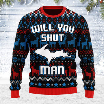 Customspig Ugly Christmas Sweater Bidden Will You Shut Man 3D Apparel