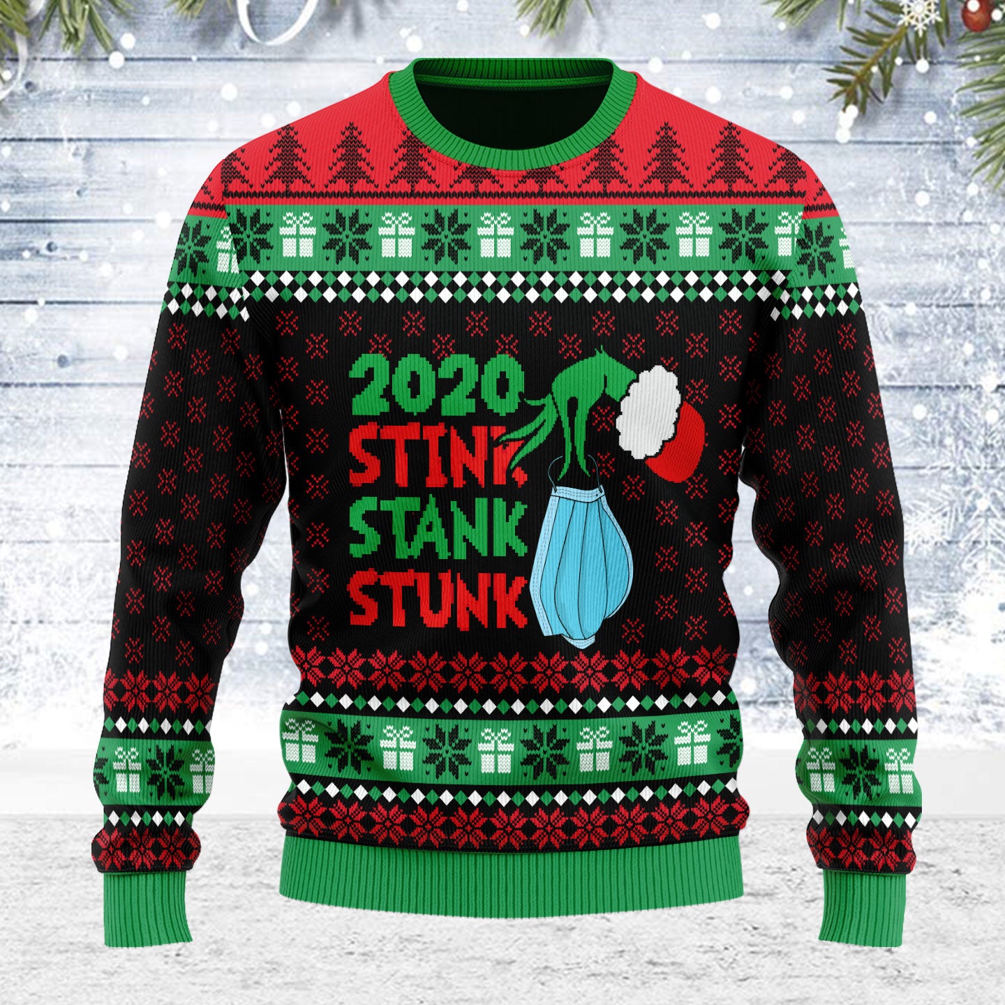 Customspig Ugly Christmas Sweater Stink Stank Stunk 2020 3D Apparel