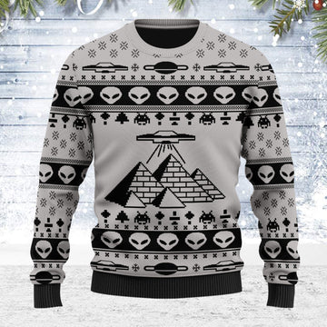 Customspig Ugly Christmas Sweater Ancient Alien Pyramid 3D Apparel