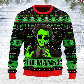 Customspig Ugly Christmas Sweater UFO Alien 3D Apparel