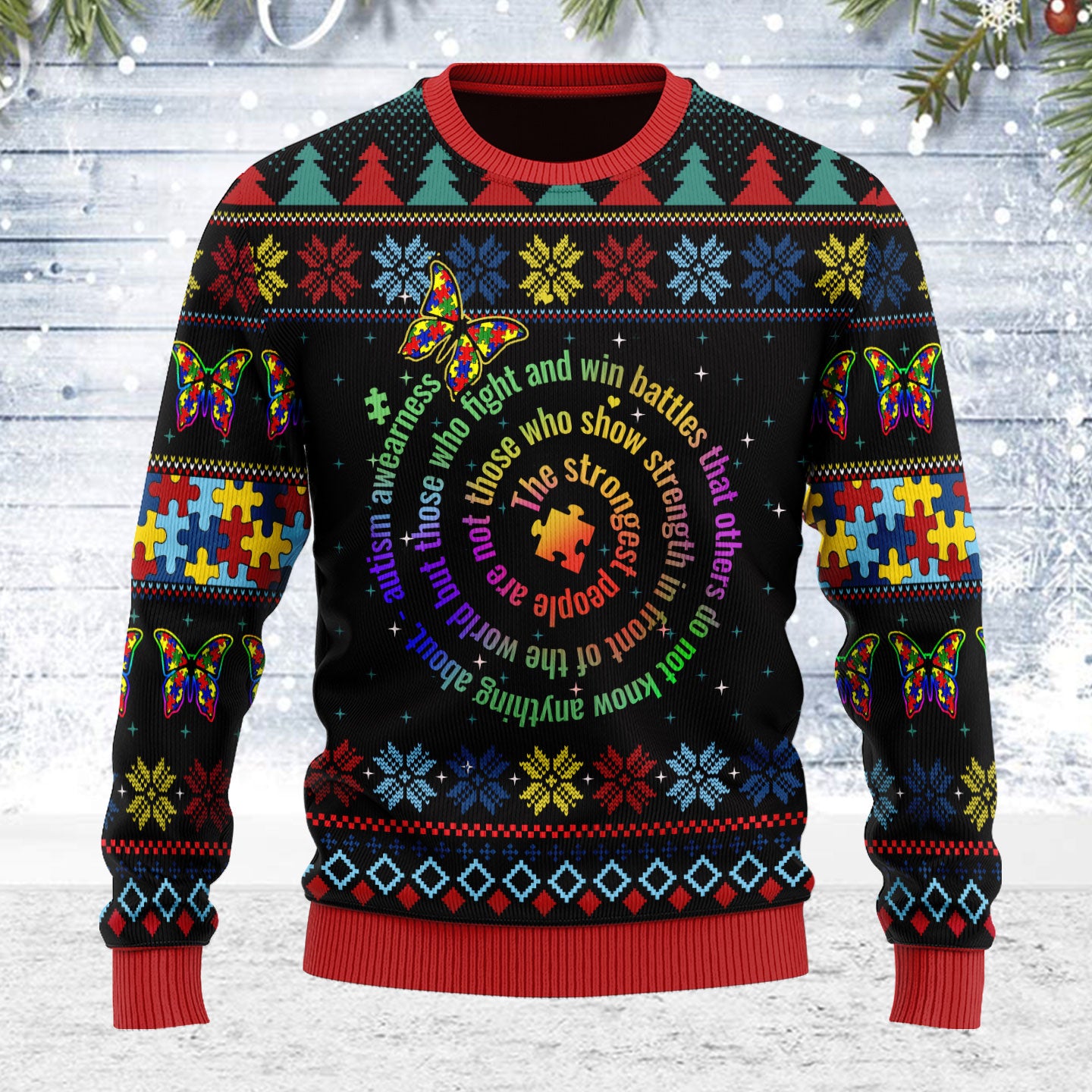 Customspig Ugly Christmas Sweater Autism 3D Apparel