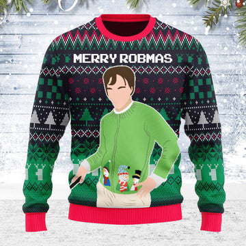 Customspig Ugly Christmas Sweater Merry Robmas Robert Pattinson Green 3D Apparel