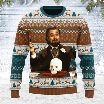 Customspig Ugly Christmas Sweater Leo DiCaprio Django Unchained Merry Chrismas 3D Apparel