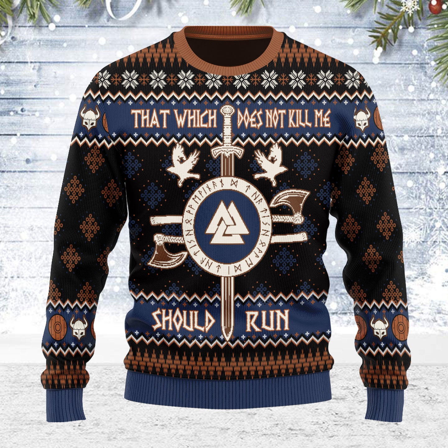 Customspig Ugly Christmas Sweater Not Kill Me Should Run Viking Mythology 3D Apparel