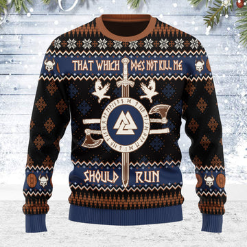 Customspig Ugly Christmas Sweater Not Kill Me Should Run Viking Mythology 3D Apparel