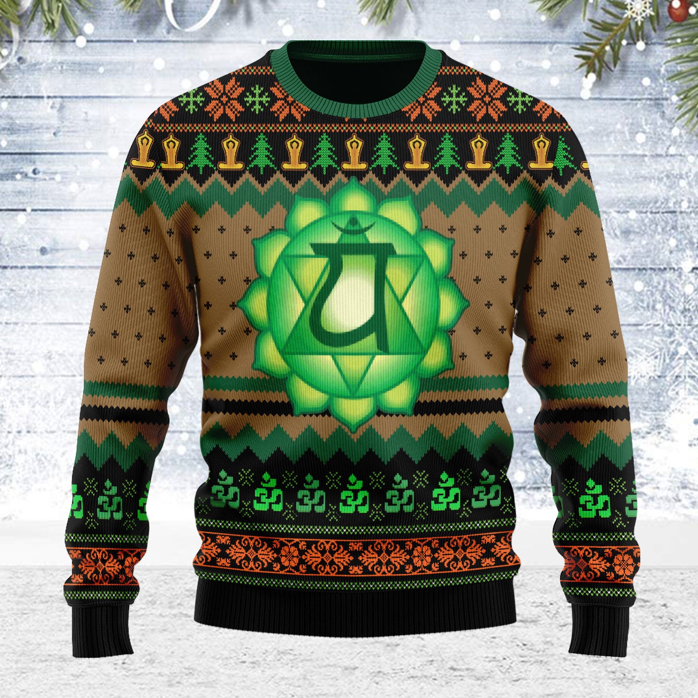 Customspig Ugly Christmas Sweater Heart Chakra 3D Apparel