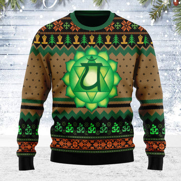 Customspig Ugly Christmas Sweater Heart Chakra 3D Apparel