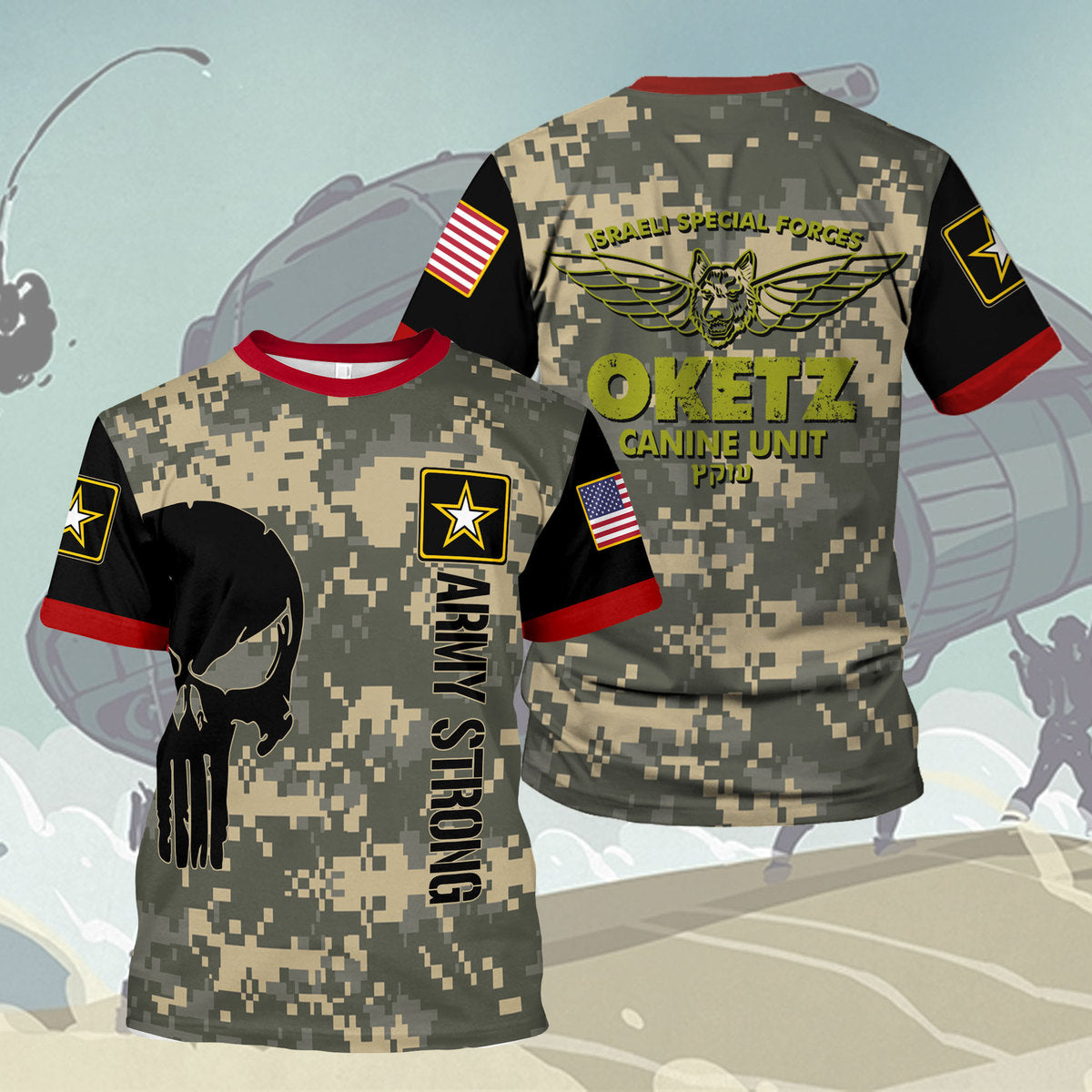 Customspig T-shirt US Army Isarel Special Forces Oketz Canine Unit 3D Apparel