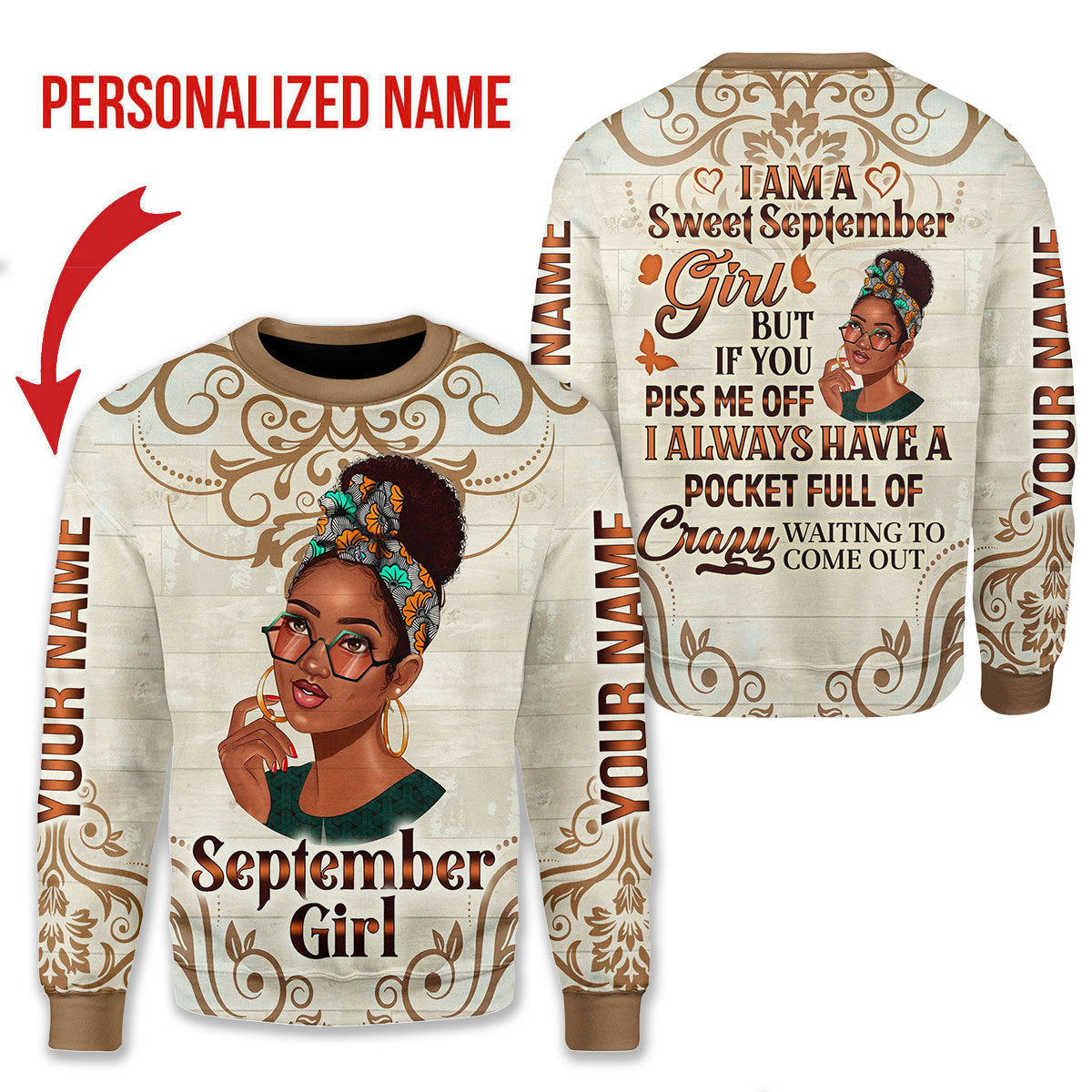 Customspig Personalized Tops I'm A Sweet September Girl All Over Printed