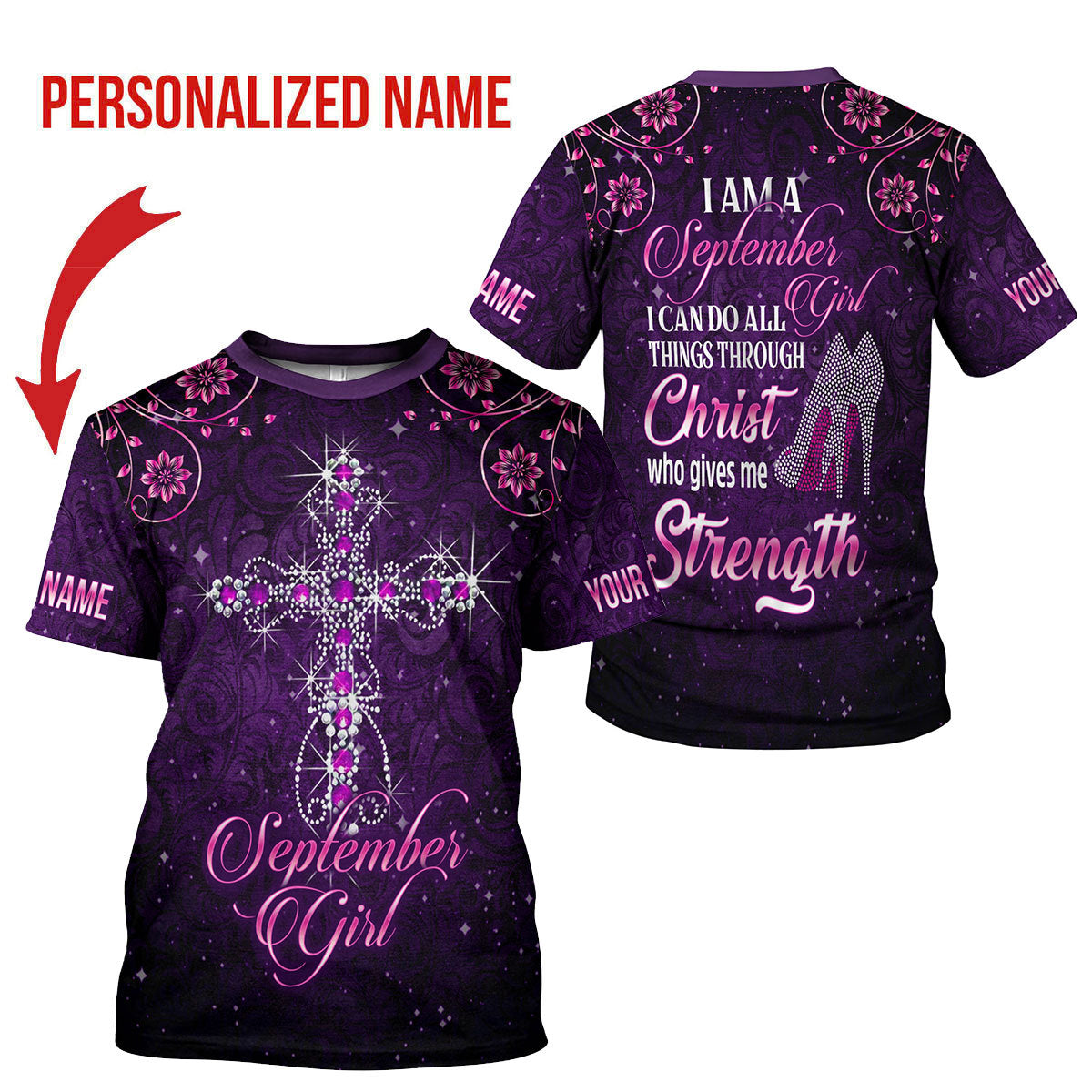 CustomsPig Personalized T-shirt I Am A September Girl All Over Printed