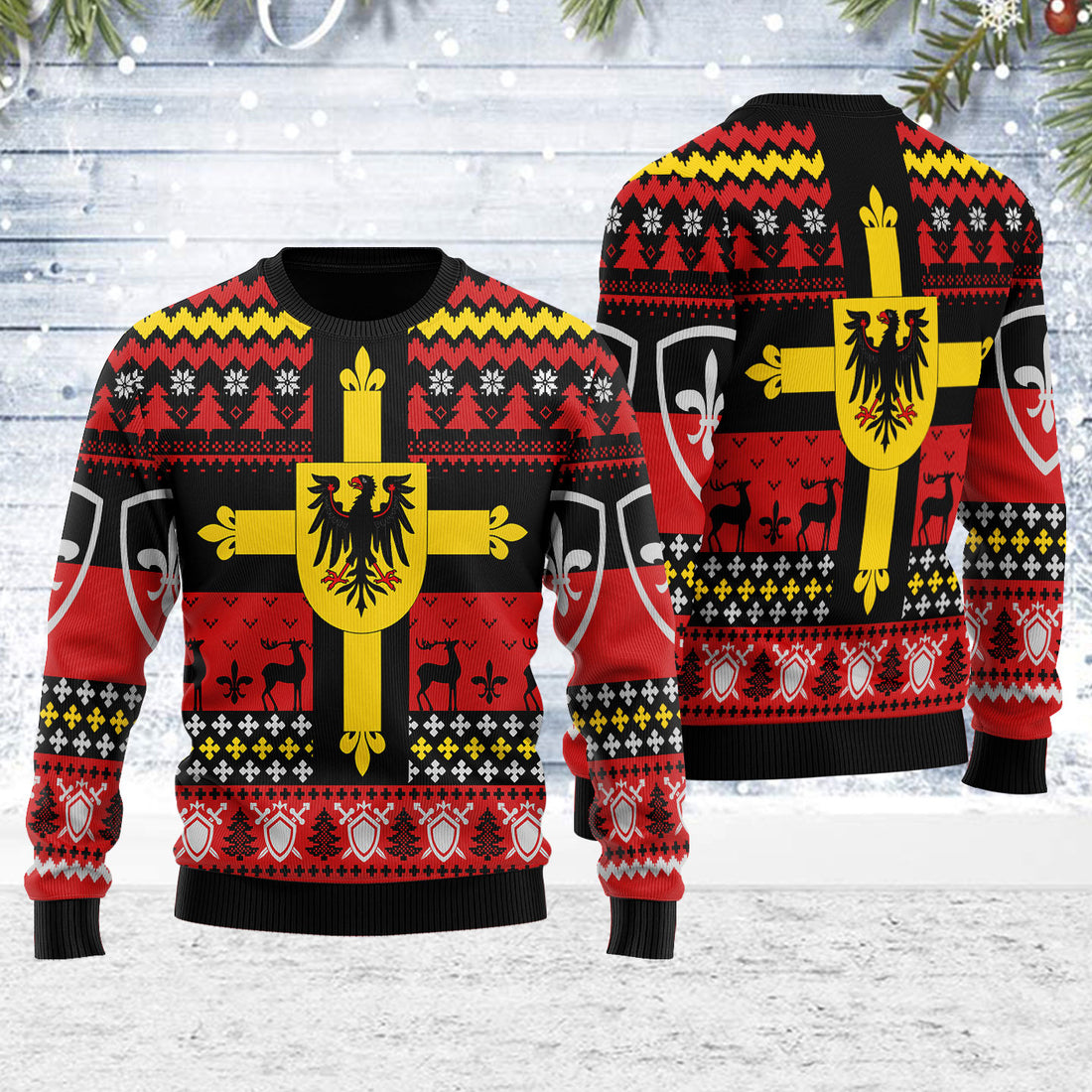 CustomsPig Ugly Christmas Sweater Teutonic Knights 3D Apparel