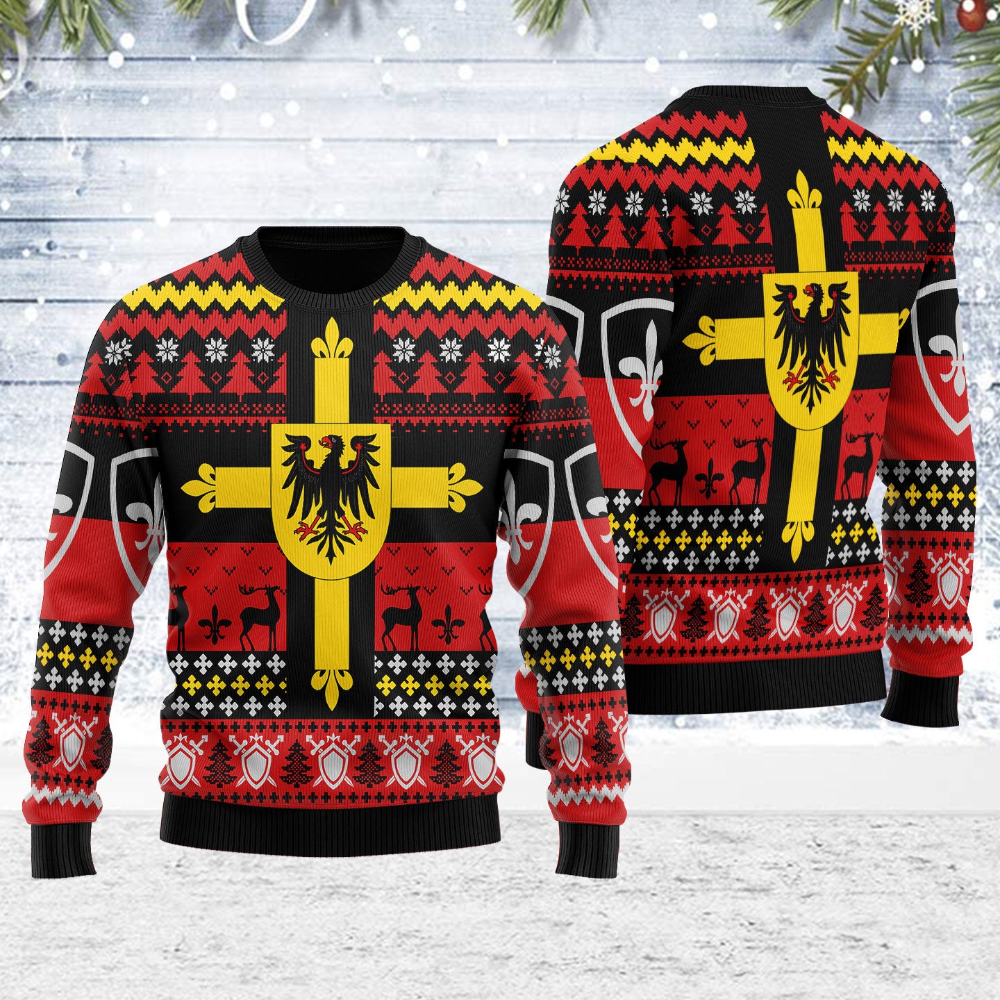 CustomsPig Ugly Christmas Sweater Teutonic Knights 3D Apparel