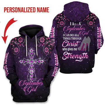 CustomsPig Personalized Hoodie I Am A September Girl All Over Printed