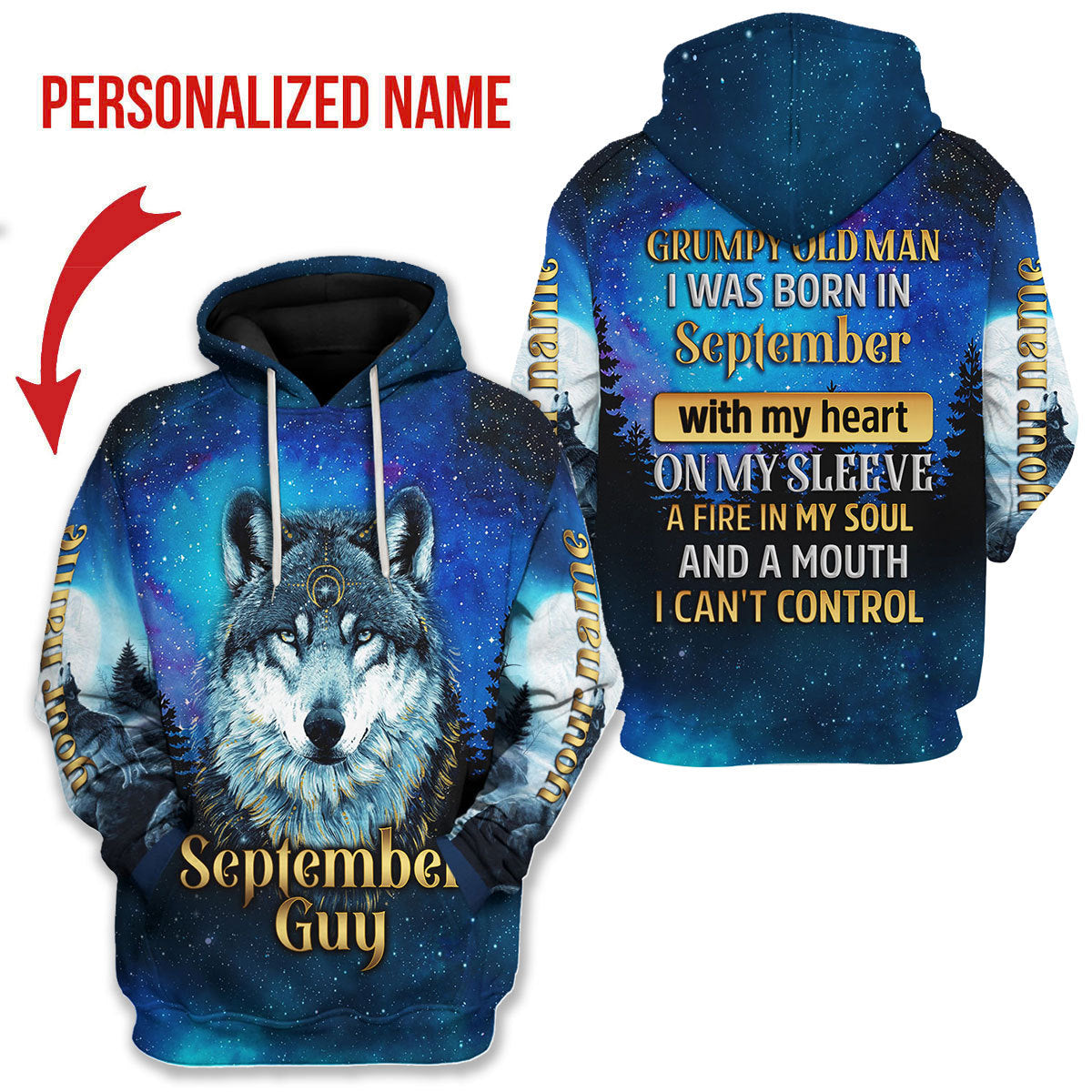 CustomsPig Personalized Hoodie I Was Born In September All Over Printed