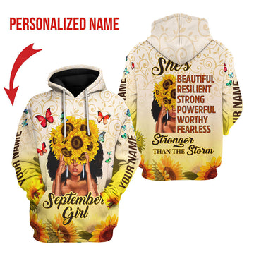CustomsPig Personalized Hoodie September Girl All Over Printed