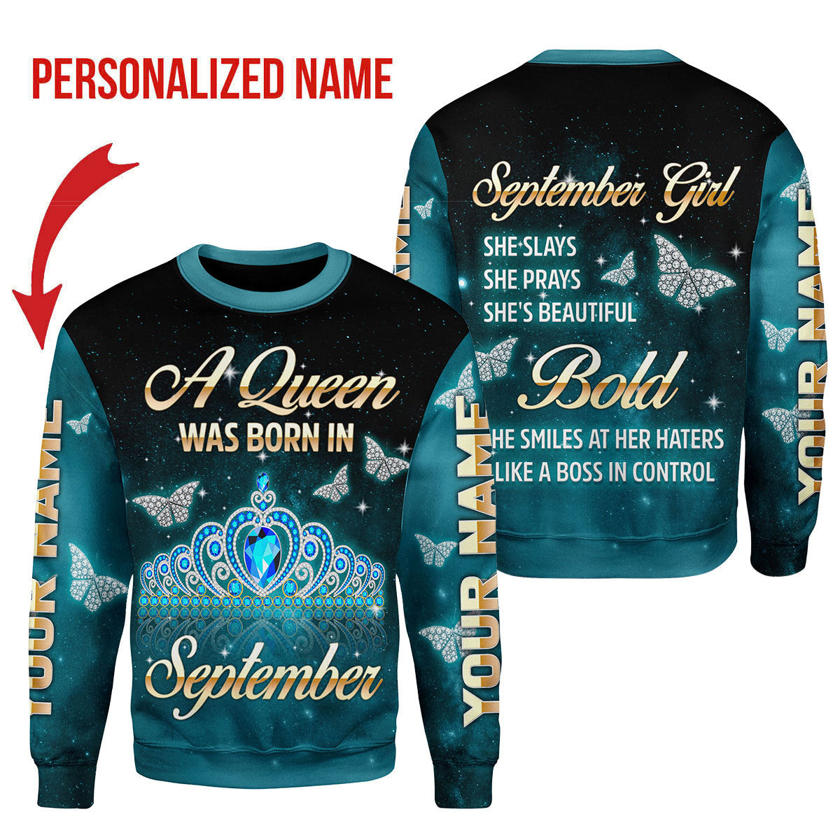 CustomsPig Personalized Tops September Girl All Over Printed