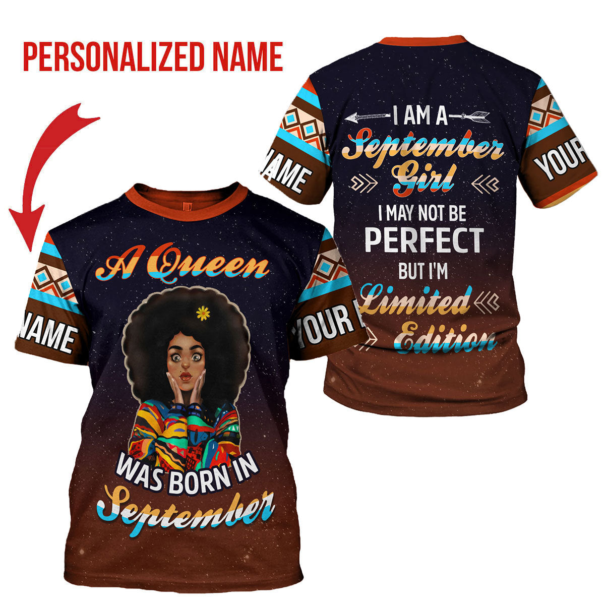 CustomsPig Personalized T-shirt September Girl All Over Printed
