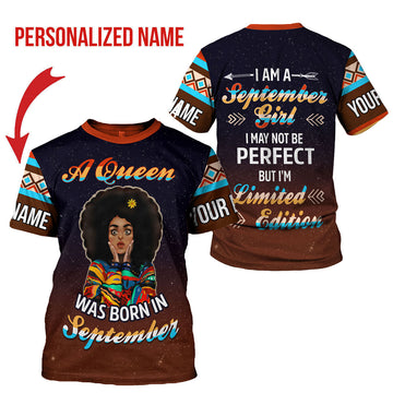CustomsPig Personalized T-shirt September Girl All Over Printed