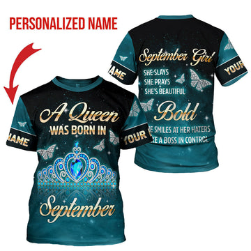 CustomsPig Personalized T-shirt September Girl All Over Printed
