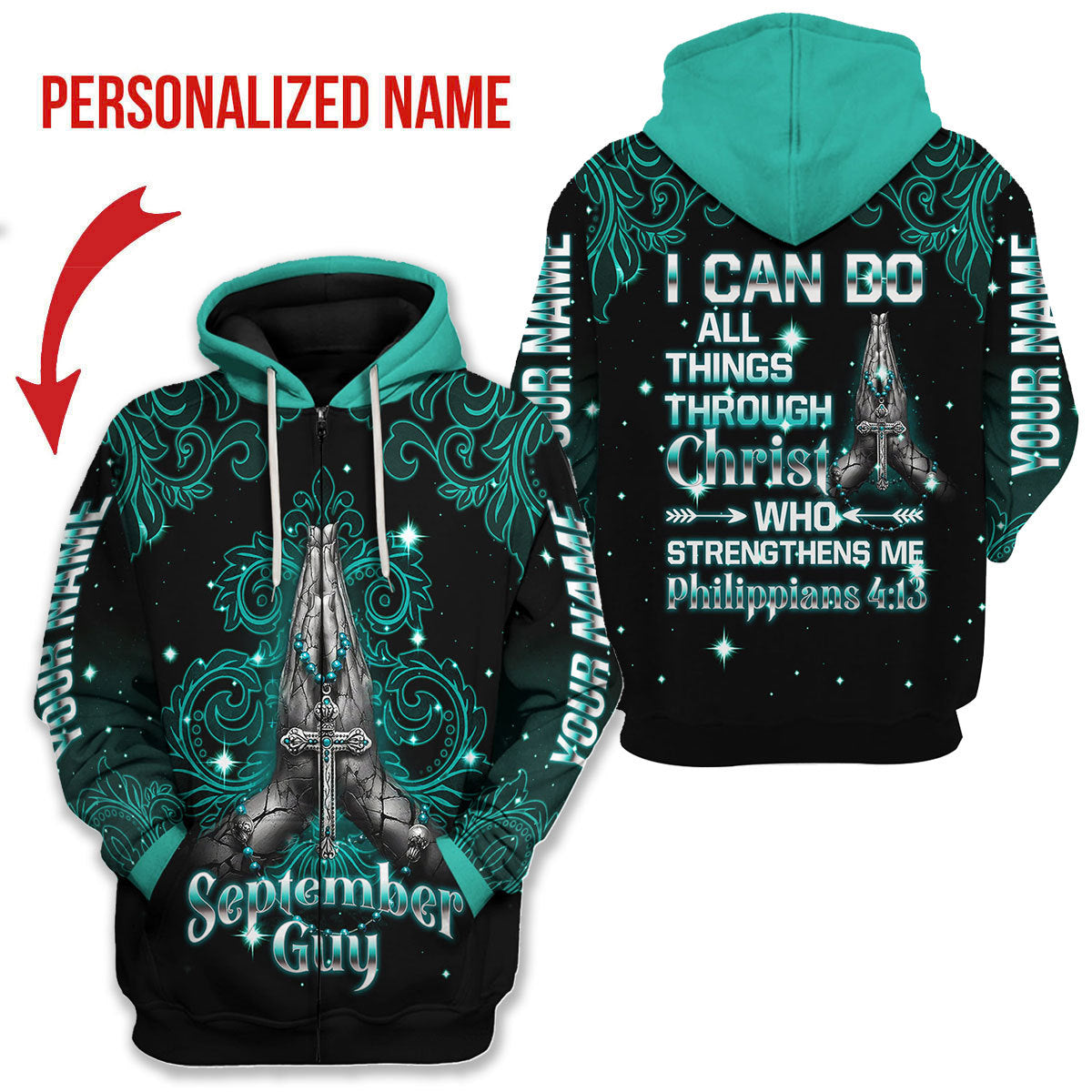 CustomsPig Personalized Zip Hoodie September Guy All Over Printed
