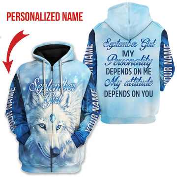 CustomsPig Personalized Zip Hoodie September Girl All Over Printed