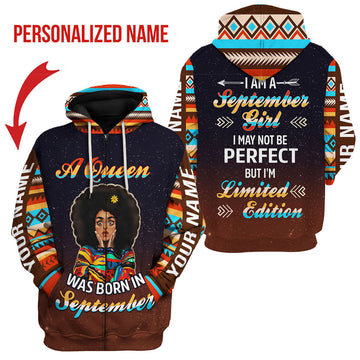 CustomsPig Personalized Zip Hoodie September Girl All Over Printed