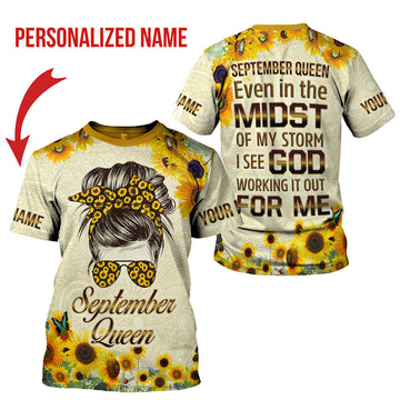 CustomsPig Personalized T-shirt September Queen All Over Printed
