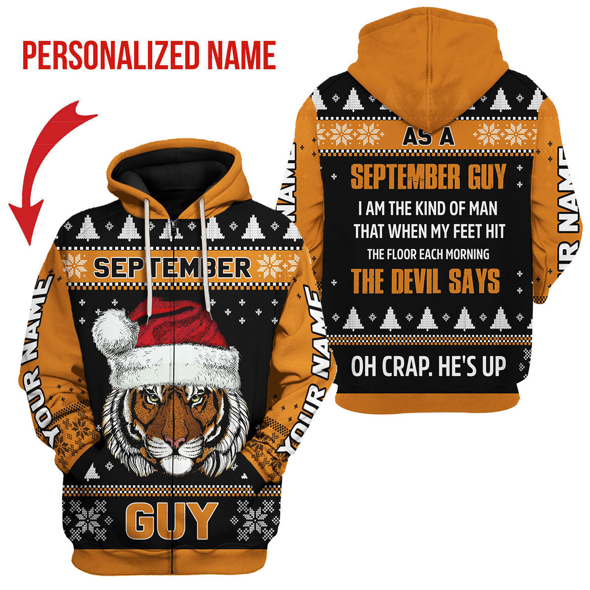 CustomsPig Personalized Zip Hoodie September Guy All Over Printed
