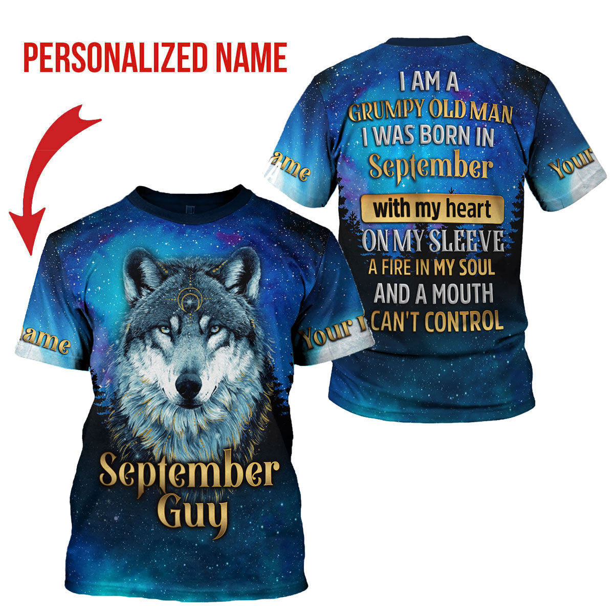 CustomsPig Personalized T-shirt I Was Born In September All Over Printed