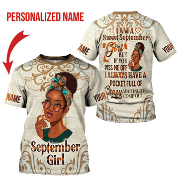 Customspig Personalized T-Shirt I'm A Sweet September Girl All Over Printed
