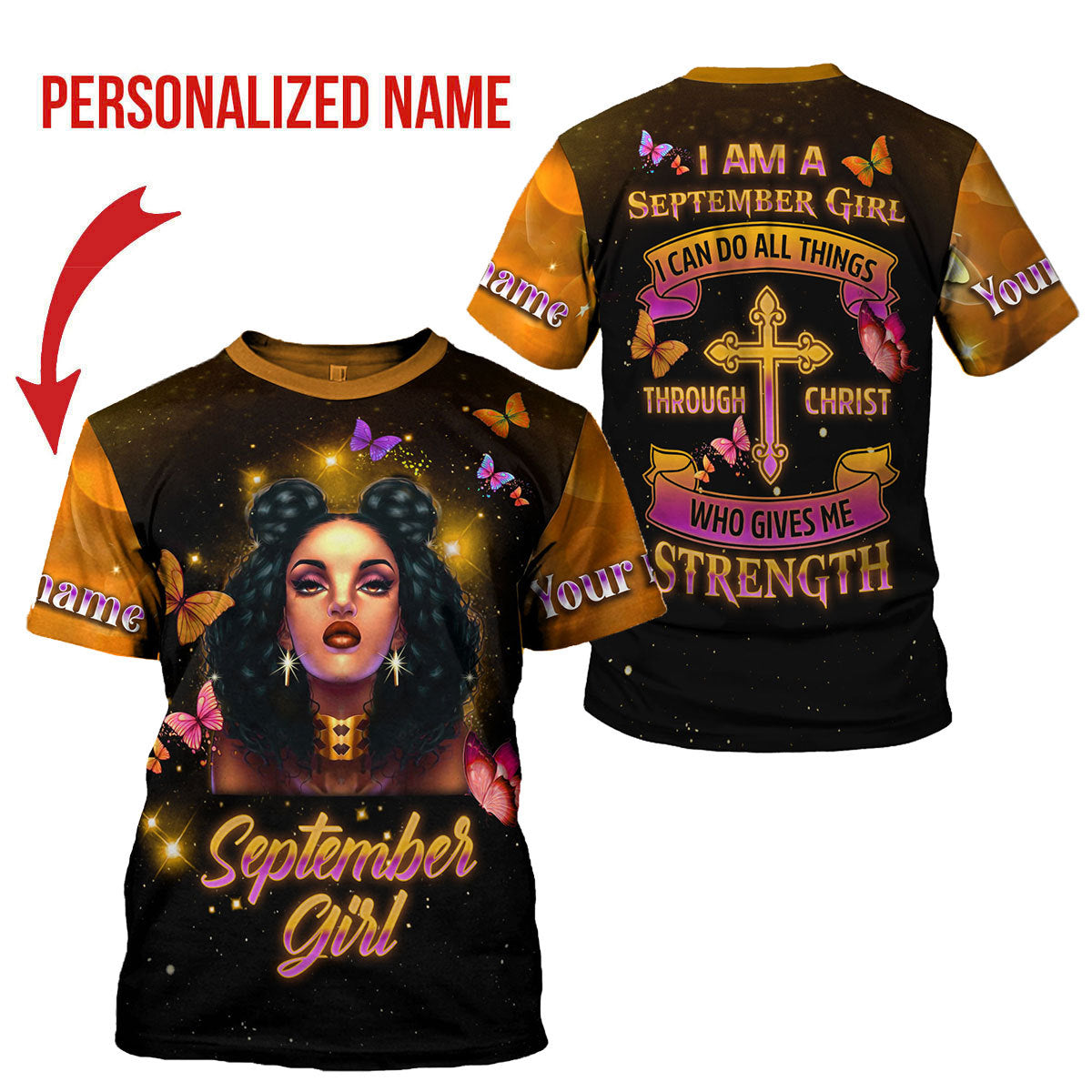 CustomsPig Personalized T-shirt I Am A September Girl All Over Printed