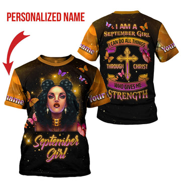CustomsPig Personalized T-shirt I Am A September Girl All Over Printed