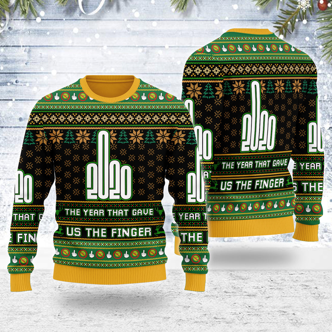 Customspig Ugly Christmas Sweater 2020 The Year That Gave Us The Finger 3D Apparel