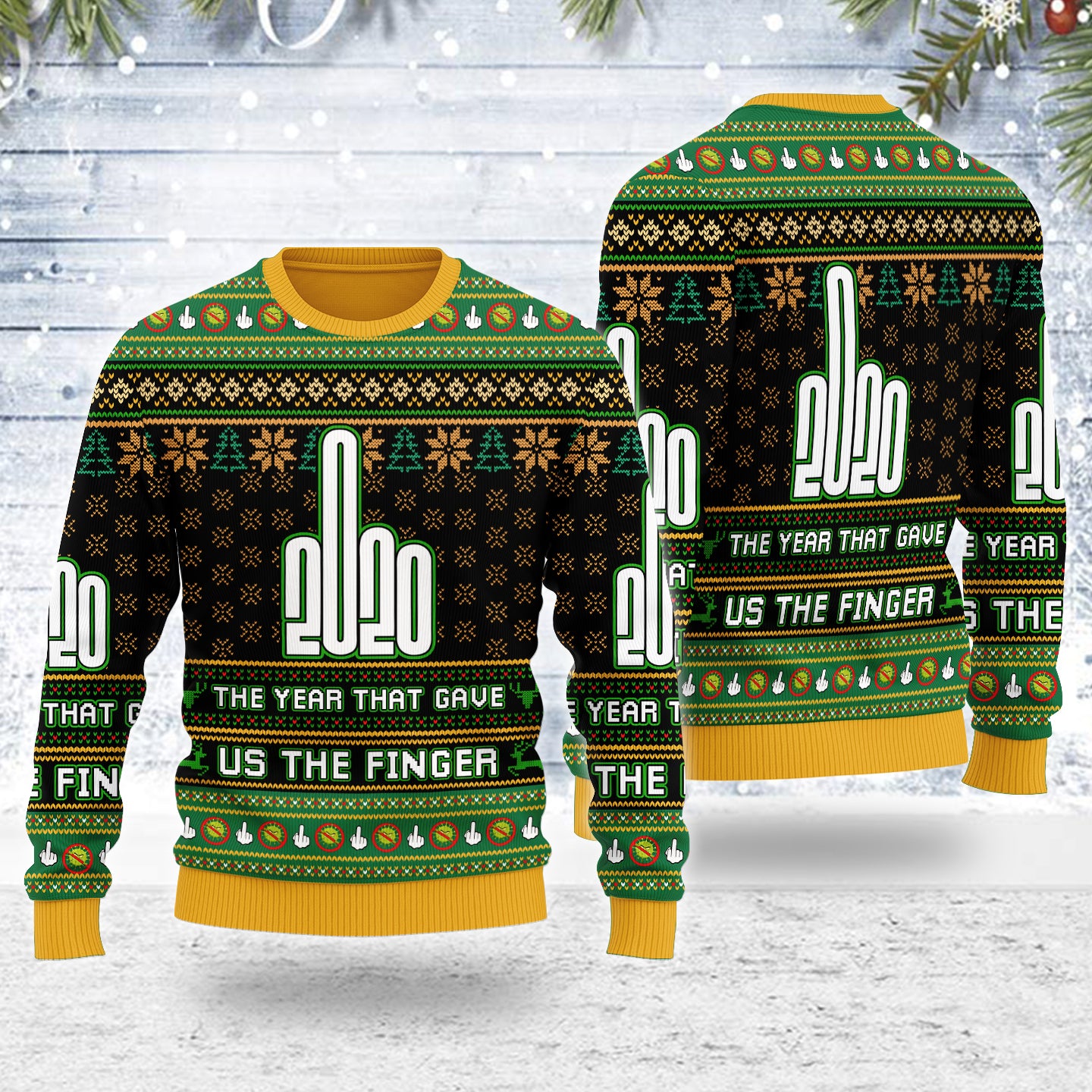 Customspig Ugly Christmas Sweater 2020 The Year That Gave Us The Finger 3D Apparel