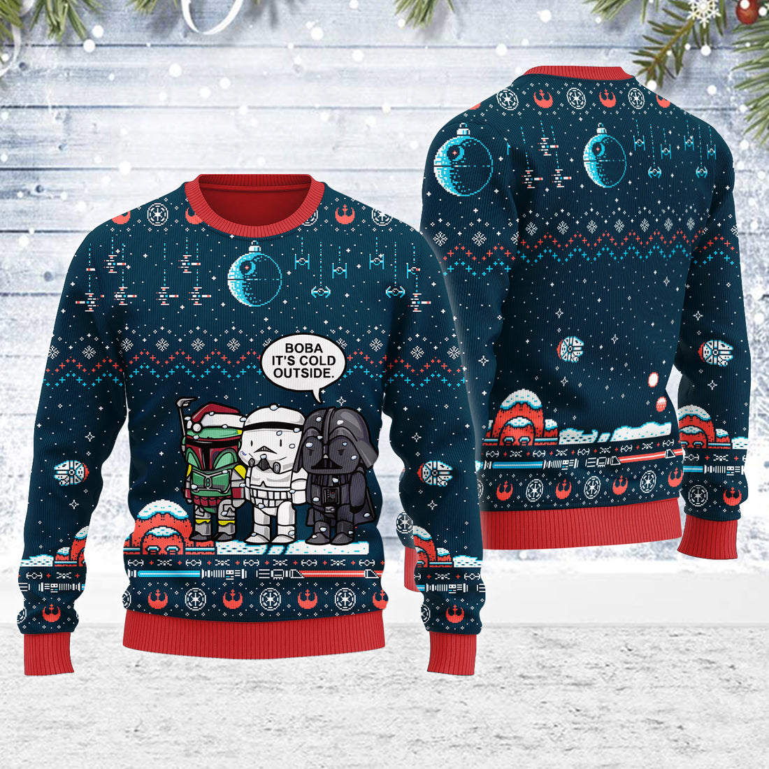 Customspig Ugly Christmas Sweater Boba Fett It's Cold Outside 3D Apparel