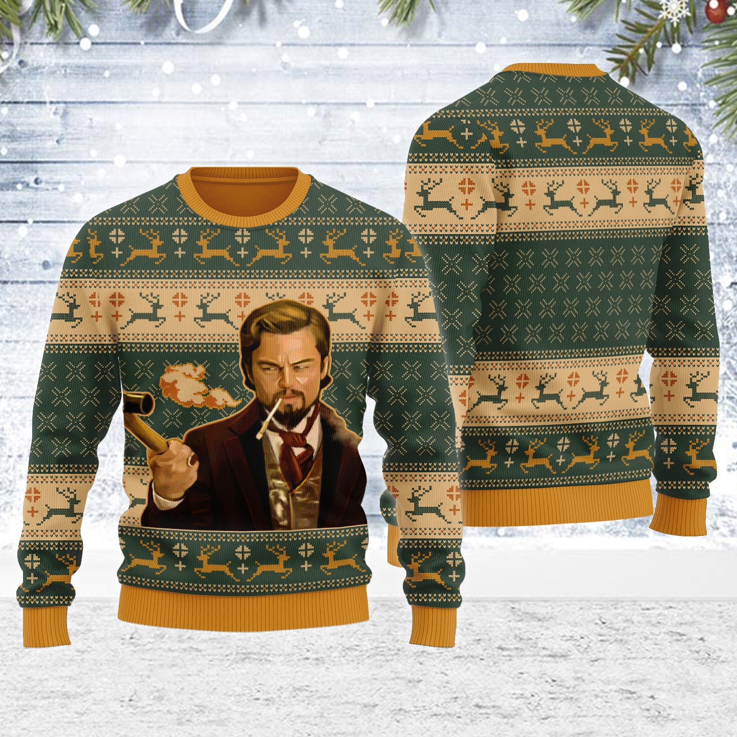 Customspig Ugly Christmas Sweater Leo Meme 3D Apparel