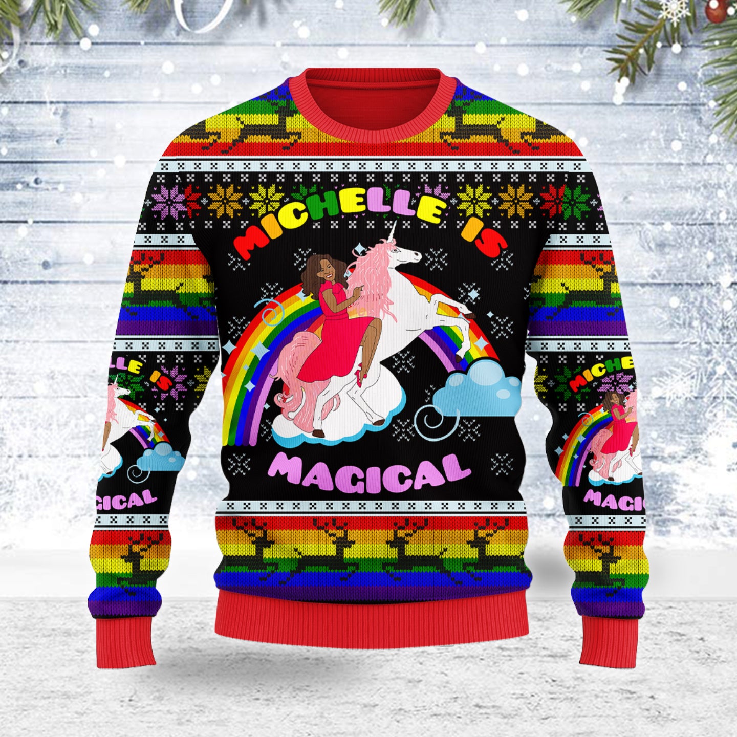 Customspig Ugly Christmas Sweater Michelle Is Magical 3D Apparel
