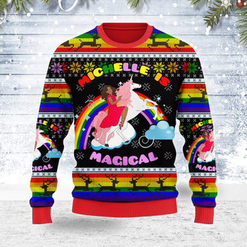 Customspig Ugly Christmas Sweater Michelle Is Magical 3D Apparel