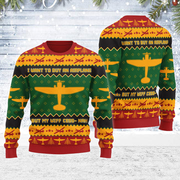 Customspig Ugly Christmas Sweater I Want to Buy an Airplane But My Wiff CESS- NaH 3D Apparel