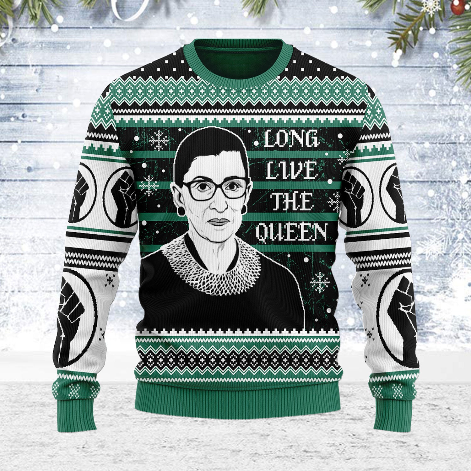 Customspig Ugly Christmas Sweater Long Live The Queen BLM 3D Apparel
