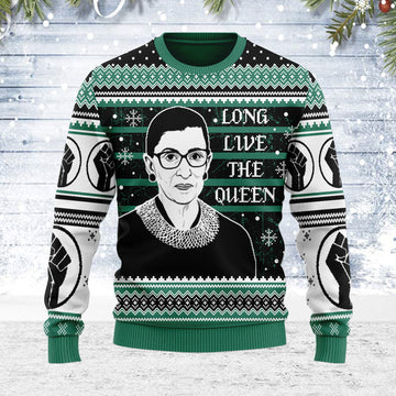 Customspig Ugly Christmas Sweater Long Live The Queen BLM 3D Apparel
