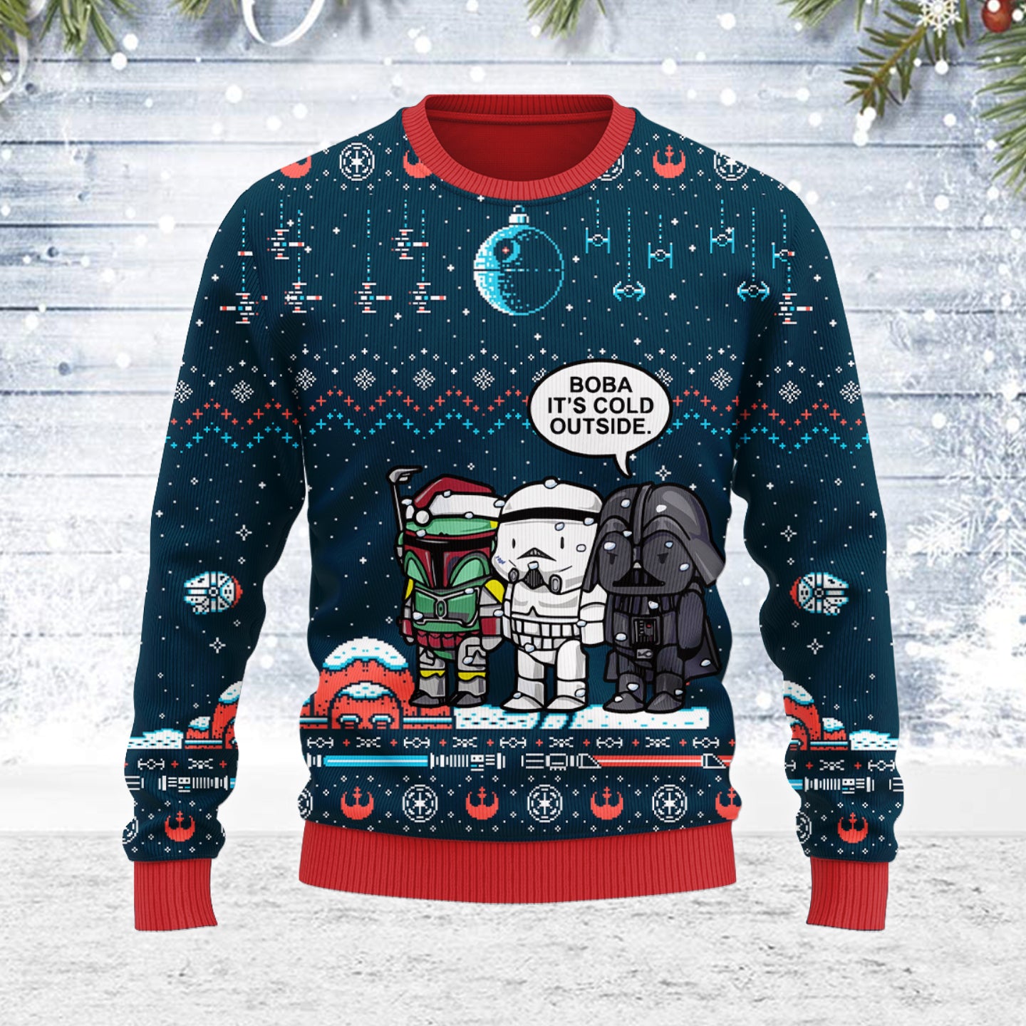 Customspig Ugly Christmas Sweater Boba Fett It's Cold Outside 3D Apparel