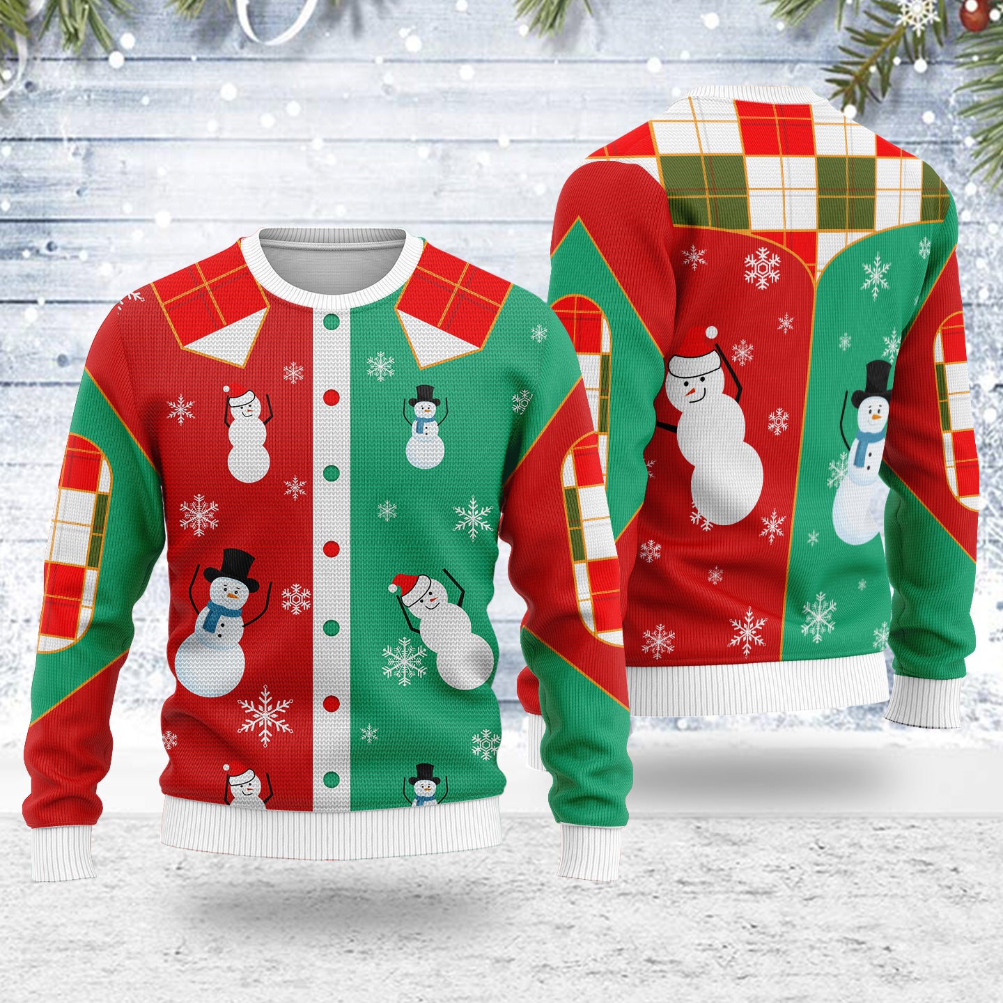 Customspig Ugly Christmas Sweater Nell's Snowmen On The Kelly Clarkson Show 3D Apparel