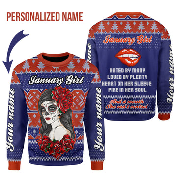 CustomsPig Personalized Tops January Girl All Over Printed