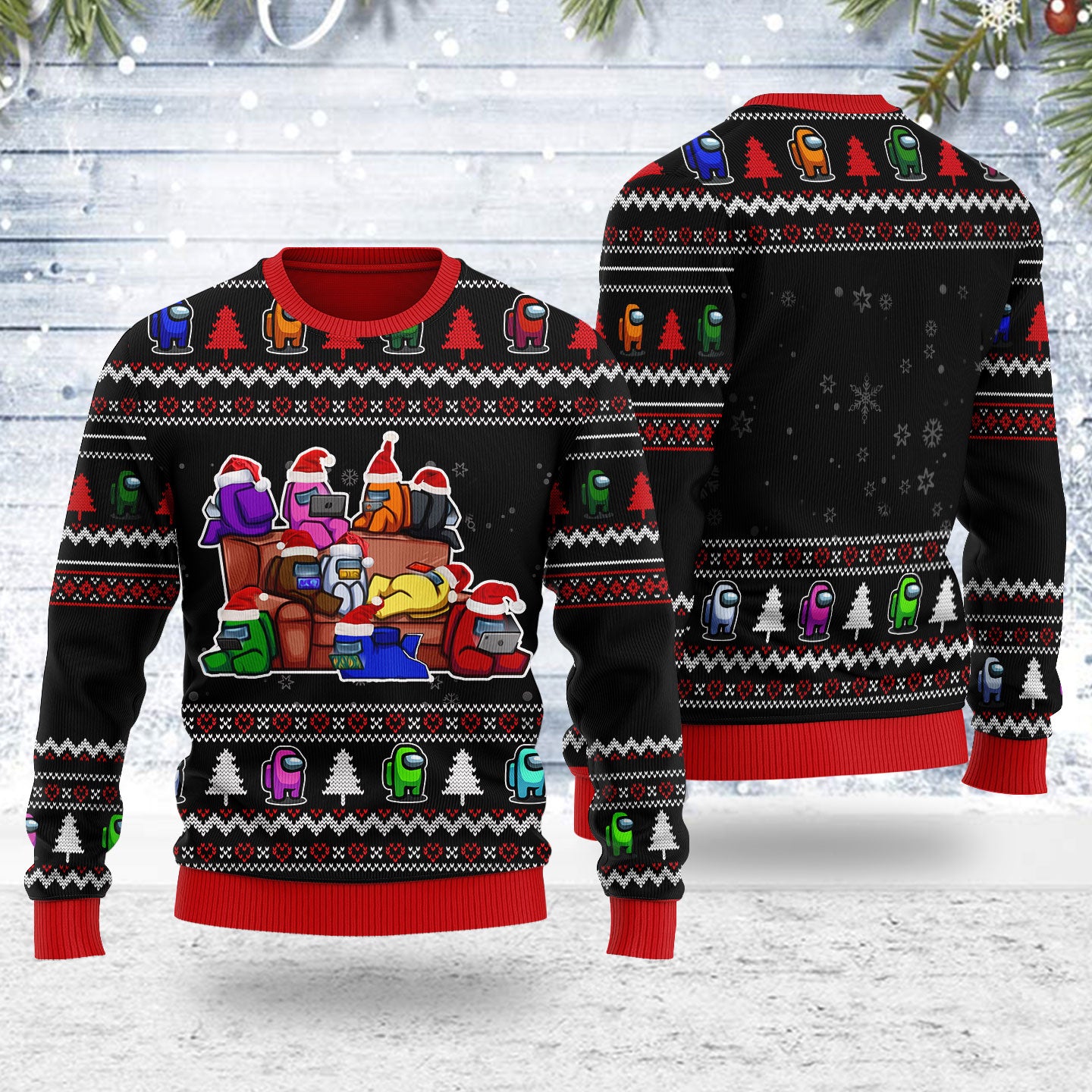 Customspig Ugly Christmas Sweater Among Us 3D Apparel