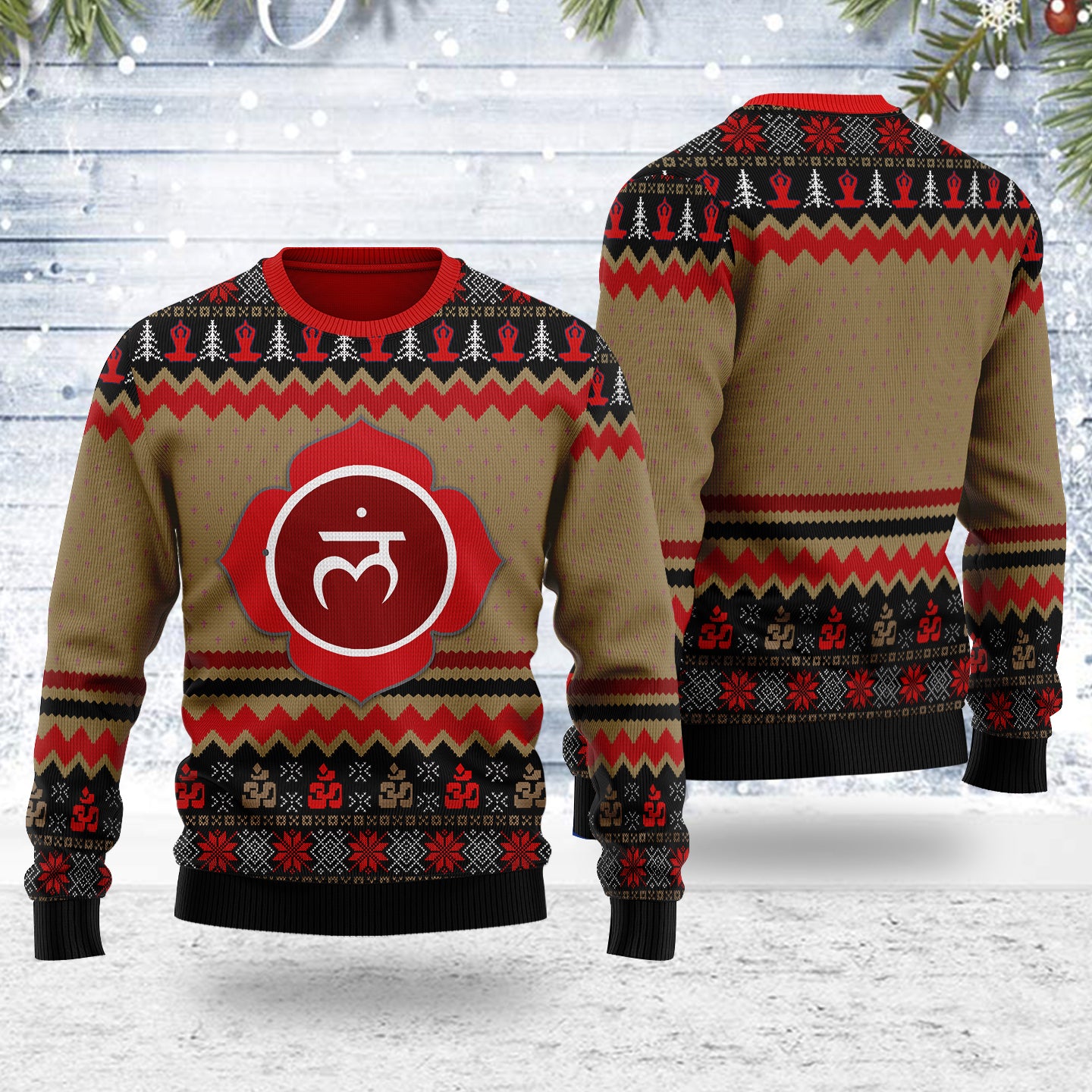 Customspig Ugly Christmas Sweater Root Chakra 3D Apparel