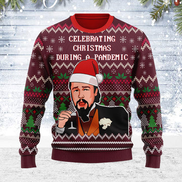Customspig Ugly Christmas Sweater Celebrating Christmas During Pandemic 3D Apparel