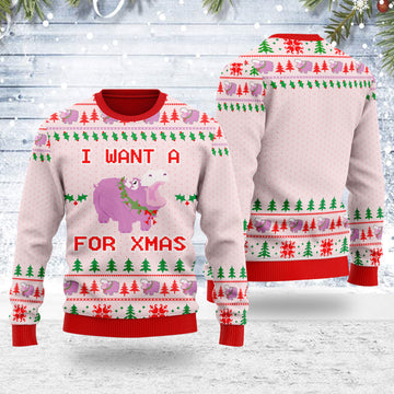 Customspig Ugly Christmas Sweater I Want A Hippopotamus For Xmas 3D Apparel