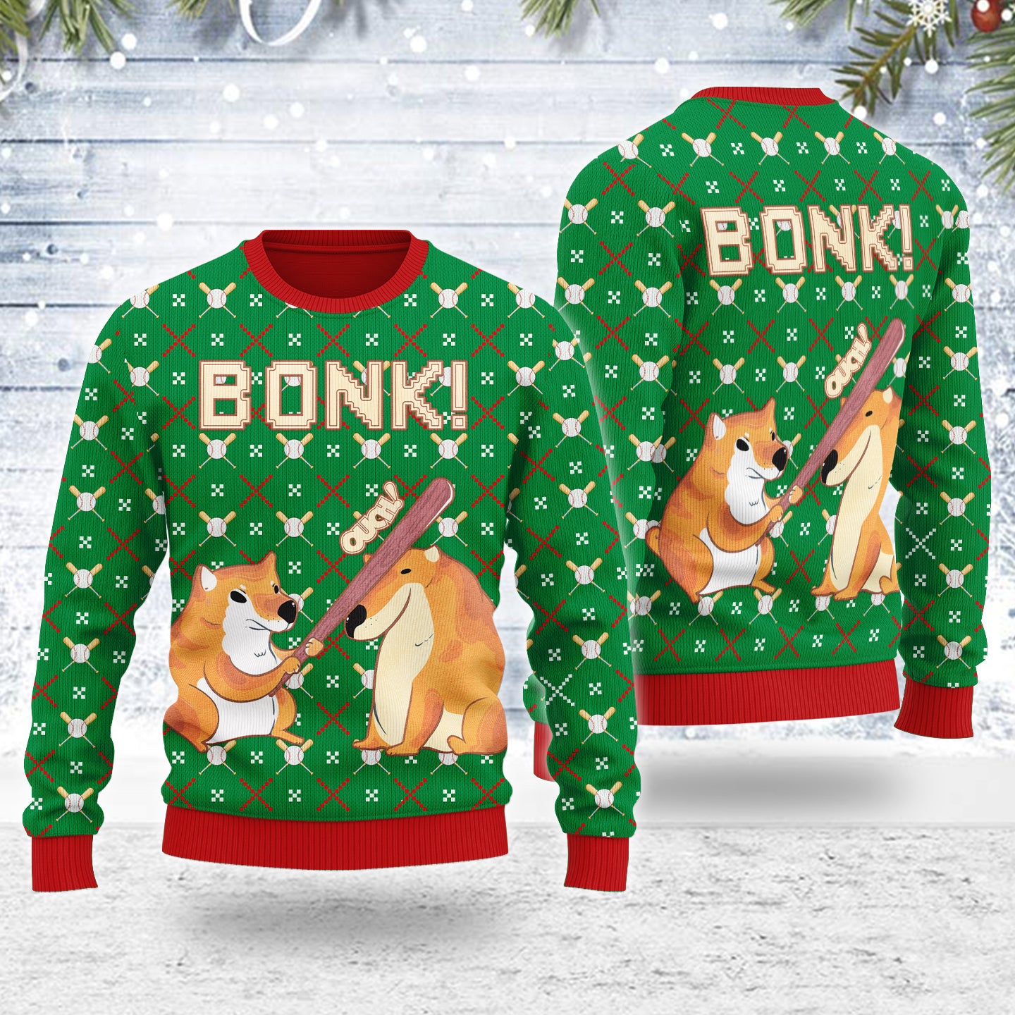 Customspig Ugly Christmas Sweater Bonk Dog 3D Apparel