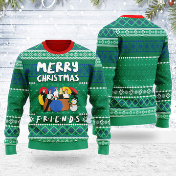 Customspig Ugly Christmas Sweater Friends Merry Christmas 3D Apparel